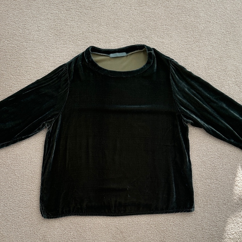 Cut Loose moss green Velvet Top